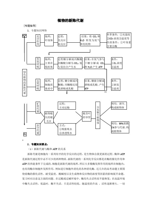 植物的新陈代谢