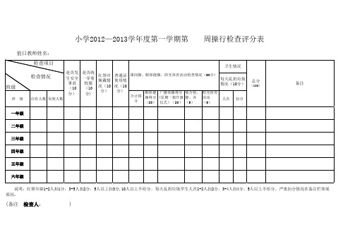 小学两操检查评分表