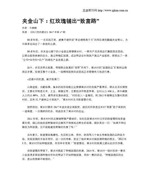 夹金山下：红玫瑰铺出“致富路”