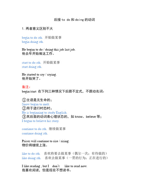 后接不定式和动名词的动词