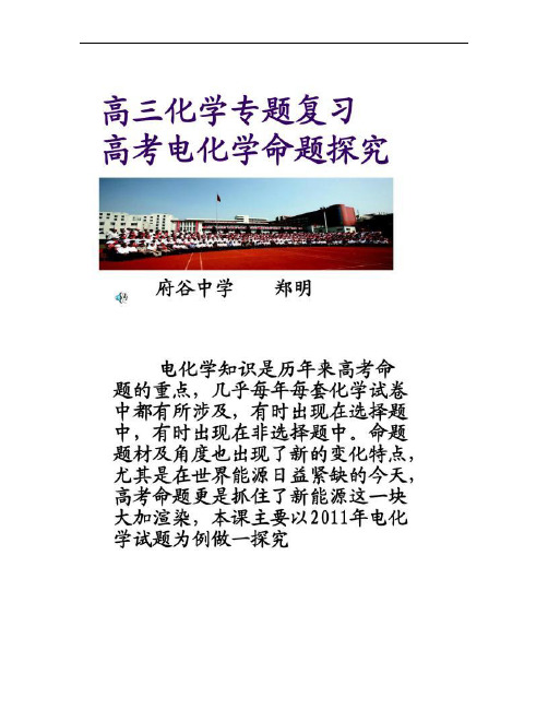 公开课--高三化学专题复习高考电化学命题探究4_(精)