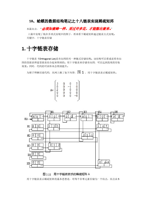 18数据结构笔记之十八链表实现稀疏矩阵