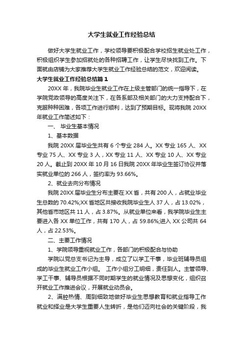 大学生就业工作经验总结