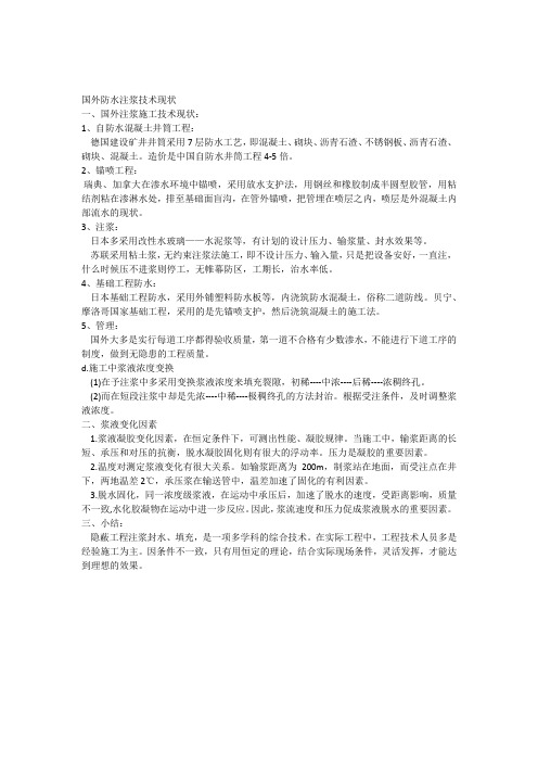 国外防水注浆技术现状