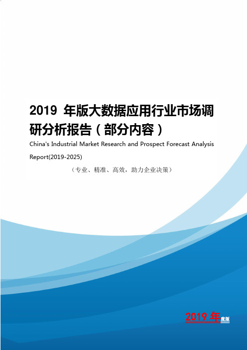 2019年版全球大数据应用行业市场调研分析报告