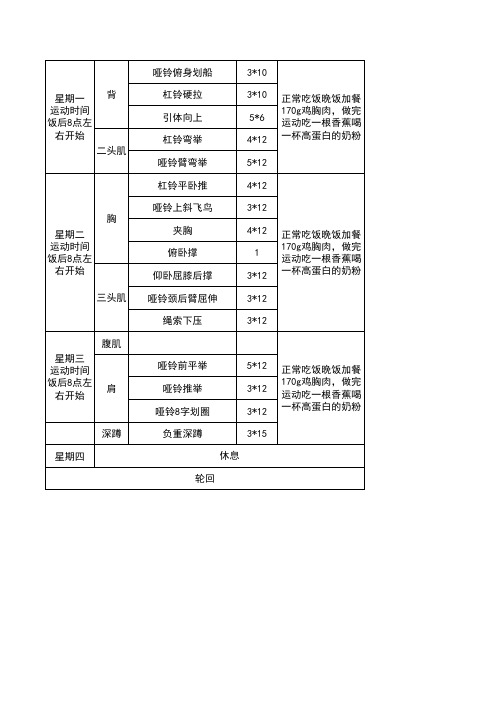 哑铃一周健身计划表