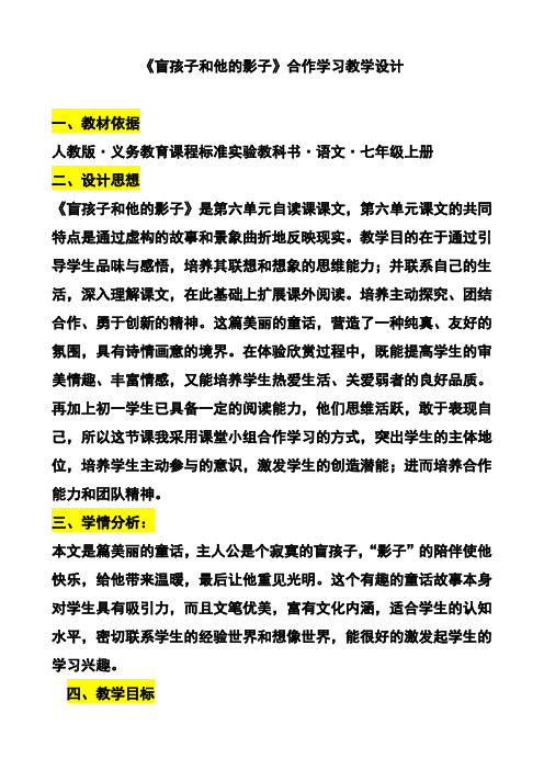 人教版七年级语文上册《六单元  阅读  29. 盲孩子和他的影子》优质课教案_8