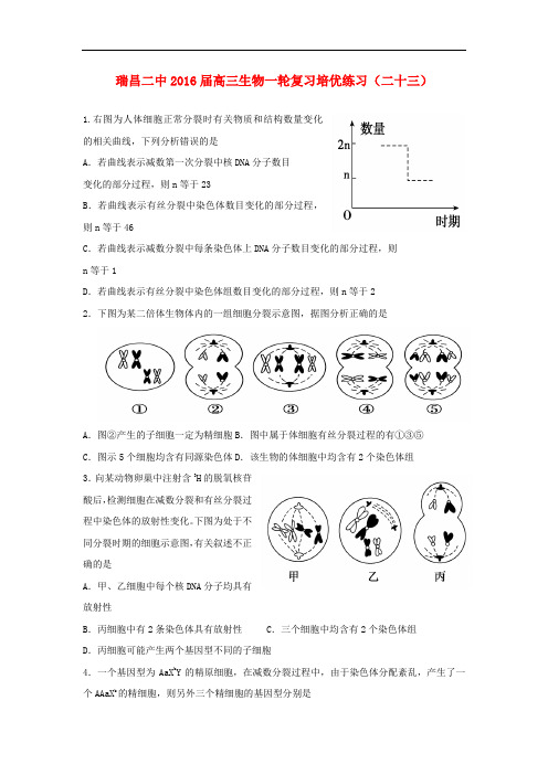 江西省瑞昌二中高三生物上学期培优练习试卷(二十三)