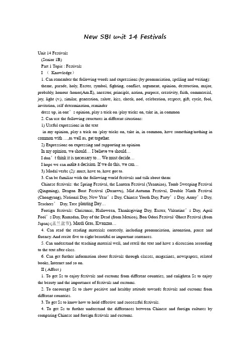 New SBI unit 14 Festivals