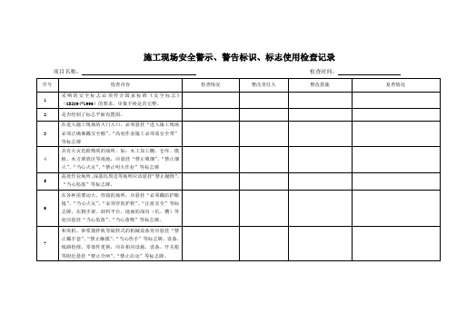 安全标志、标识检查记录