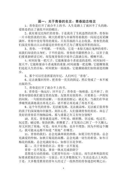 2020年青春的励志格言：青春,一半明媚,一半忧伤范文