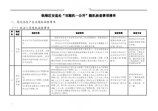 临港区安监处双随机一公开随机抽查事项清单