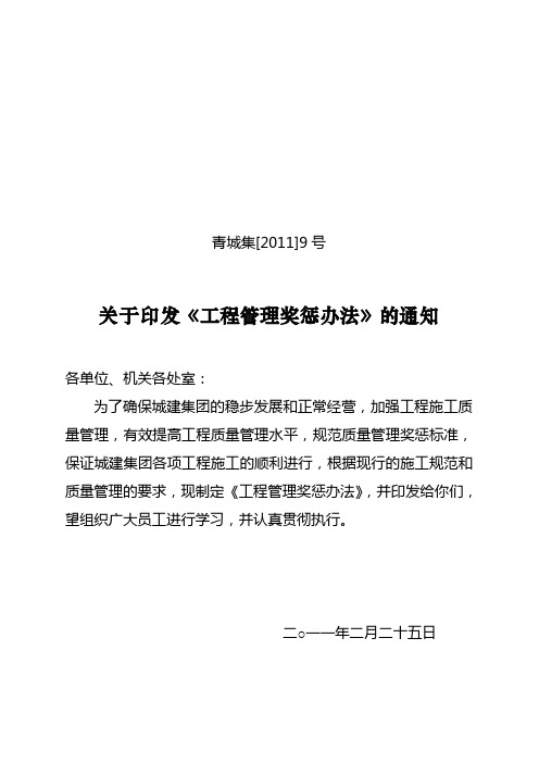 9工程管理奖罚办法2011年版