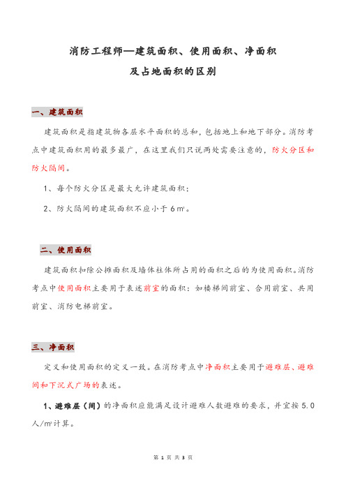 消防工程师—建筑面积、使用面积、净面积及占地面积的区别