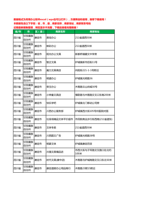 2020新版四川省甘孜藏族自治州康定市办公用品工商企业公司商家名录名单联系电话号码地址大全17家