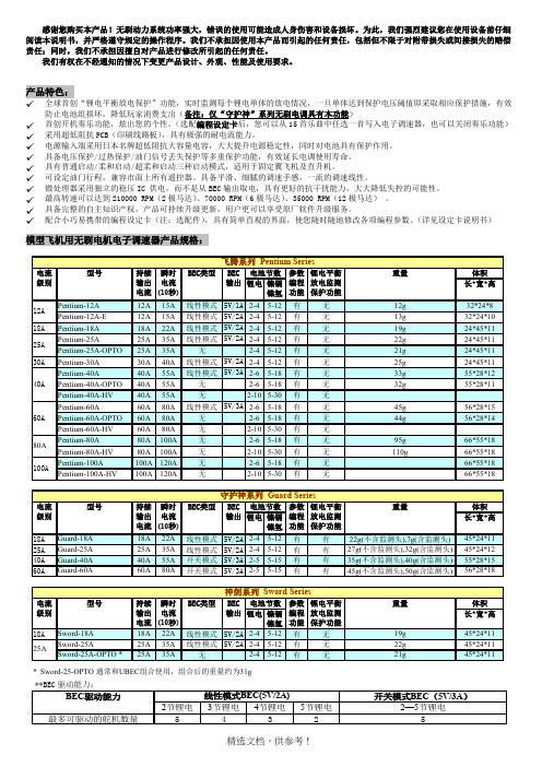 好盈电调中文使用说明书