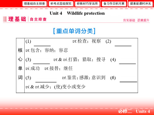 2019届一轮复习人教版必修2 Unit 4 wildlife protection课件(60张)