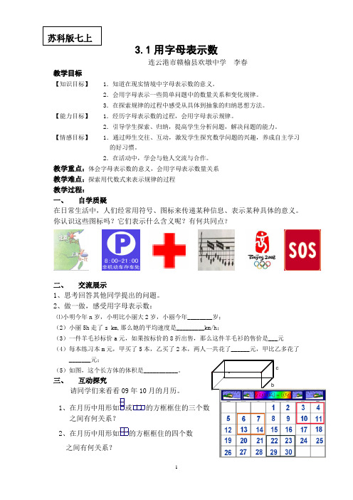 3.1用字母表示数