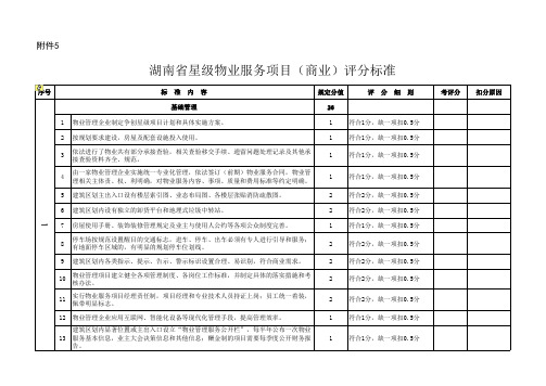 商业星级评分标准