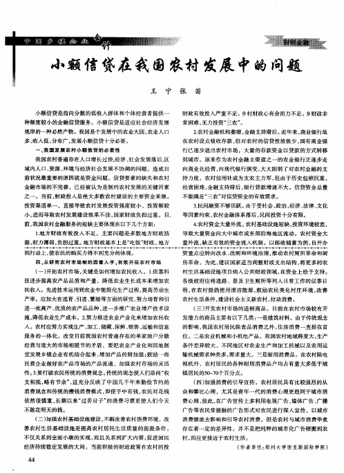 小额信贷在我国农村发展中的问题