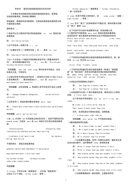 形容词副词比较级最高级变化、用法归纳及练习题(超强版)