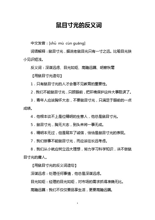 鼠目寸光的反义词