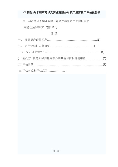 清算评估报告模板