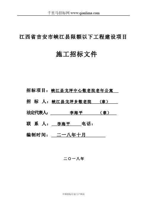 中心敬老院老年公寓工程施工招投标书范本
