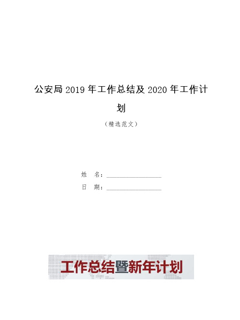 公安局2019年工作总结及2020年工作计划【模板】
