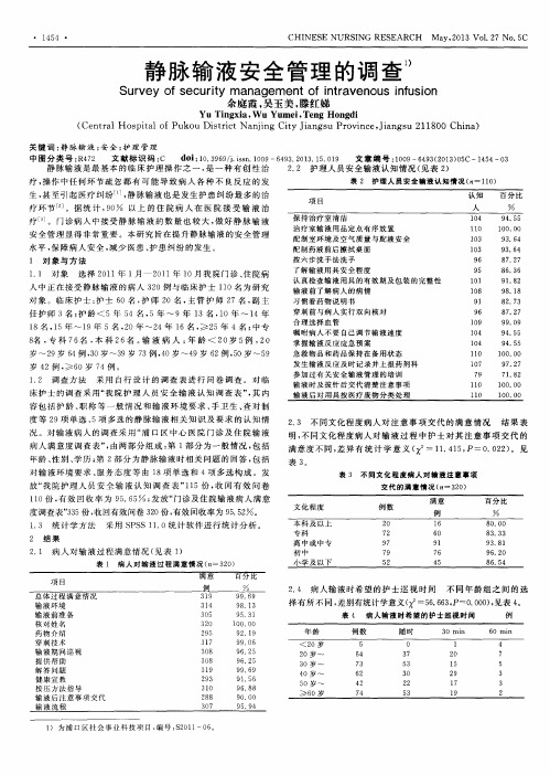 静脉输液安全管理的调查