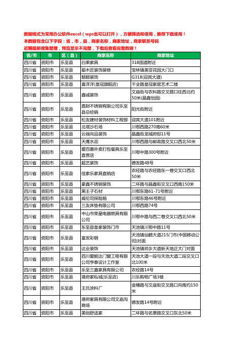 2020新版四川省资阳市乐至县家具有限公司工商企业公司商家名录名单黄页联系电话号码地址大全53家