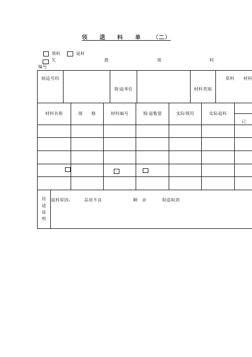 领、退料单(doc模板格式)