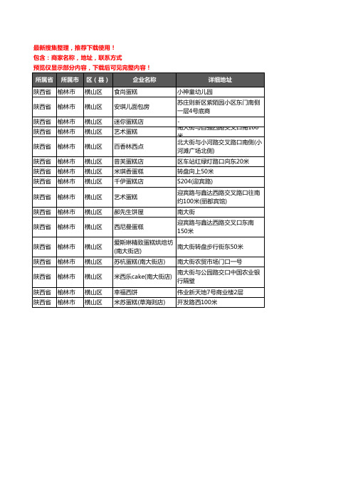 新版陕西省榆林市横山区蛋糕房企业公司商家户名录单联系方式地址大全16家