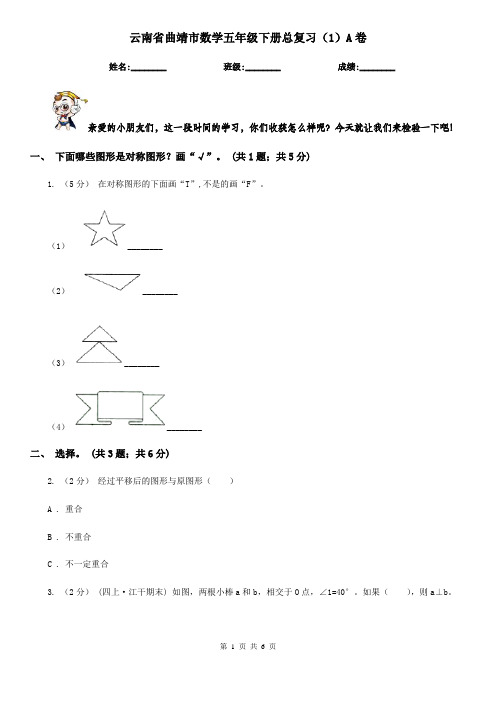 云南省曲靖市数学五年级下册总复习(1)A卷