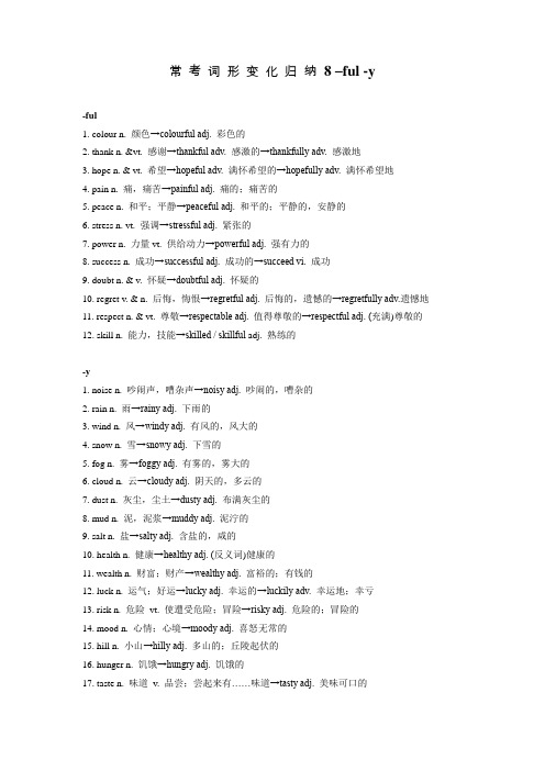 常 考 词 形 变 化 归 纳 8 -ful-y