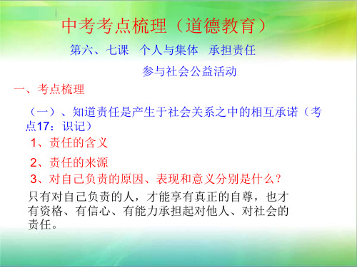 中考：个人与集体  承担责任复习