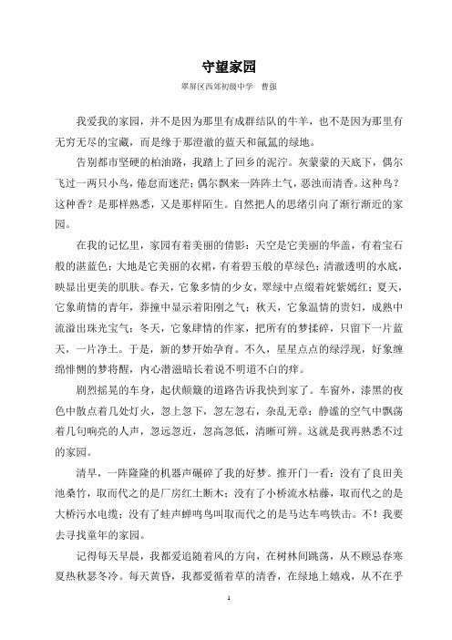 国培初中语文作业《守望家园》