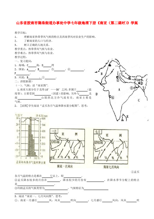 山东省胶南市隐珠街道办事处中学七年级地理下册《南亚(第二课时)》学案