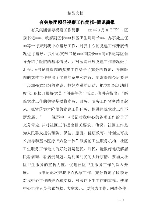 有关集团领导视察工作简报-简讯简报