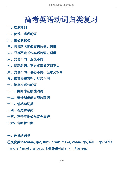 高考英语动词归类复习总结