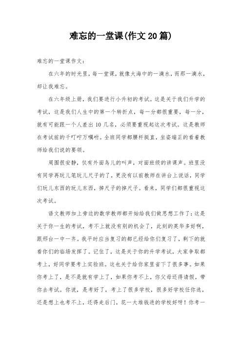 难忘的一堂课(作文20篇)