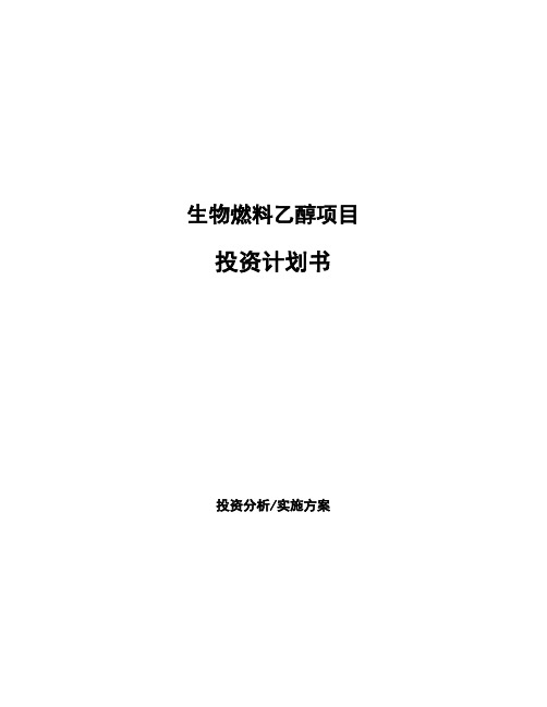 生物燃料乙醇项目投资计划书