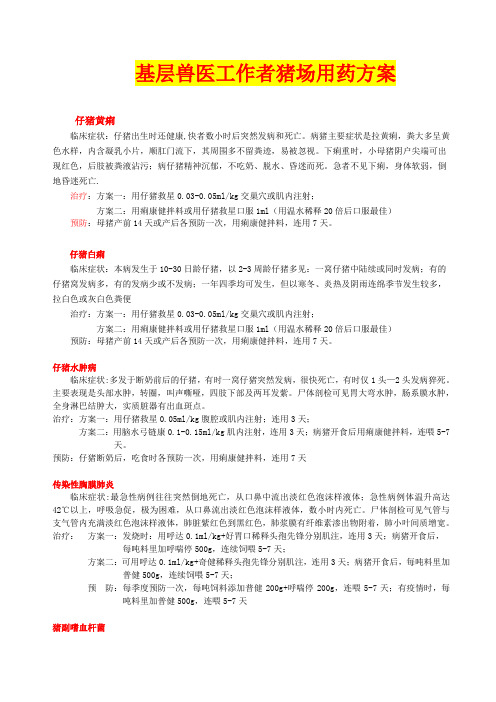 猪病用药的方案