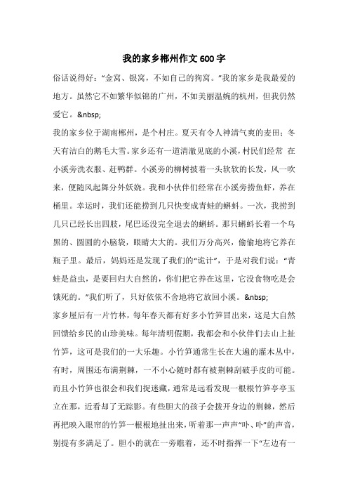 我的家乡郴州作文600字