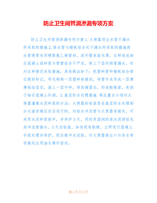 防止卫生间管洞渗漏专项方案
