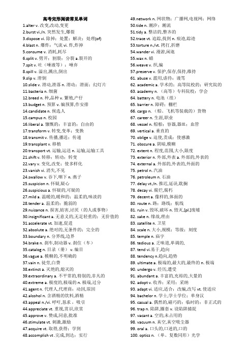 高考完形阅读常见单词汇编