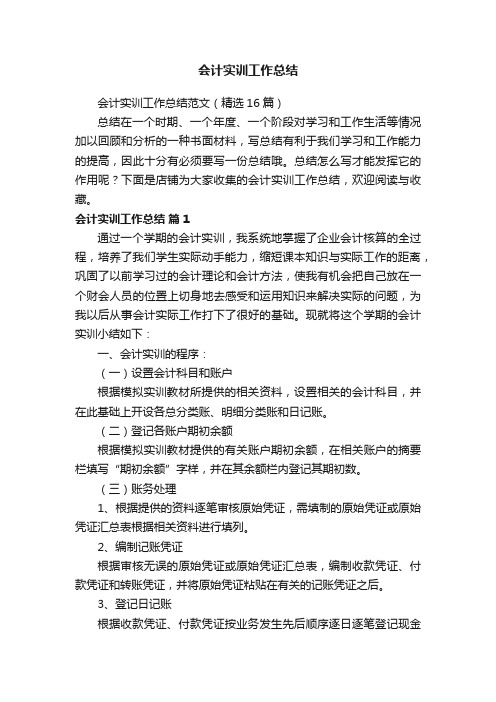 会计实训工作总结