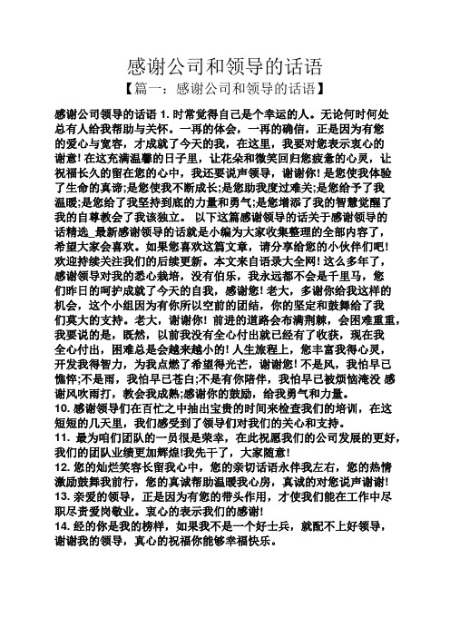 感谢公司和领导的话语