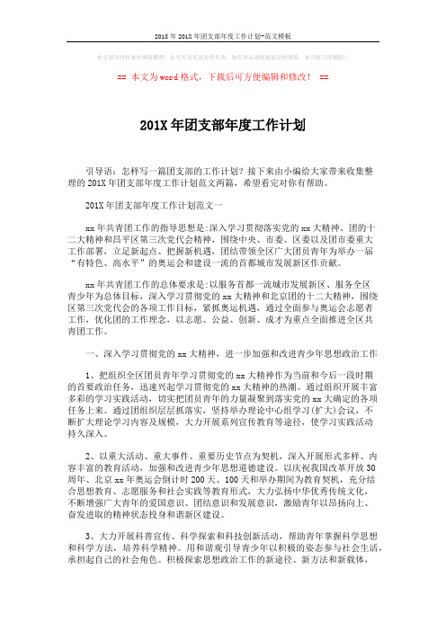 2018年201X年团支部年度工作计划-范文模板 (5页)