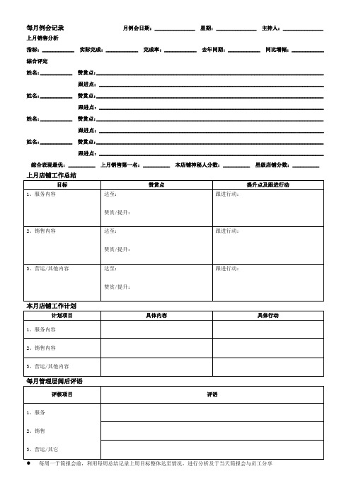 店铺日志表格